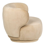 Alice - Beige Velvet Armchair, Curved Accent Chair