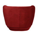 Alice - Red Velvet Armchair, Curved Accent Chair