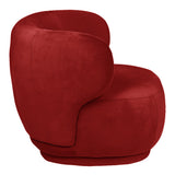 Alice - Red Velvet Armchair, Curved Accent Chair