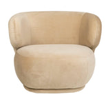 Alice - Beige Velvet Armchair, Curved Accent Chair