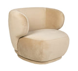 Alice - Beige Velvet Armchair, Curved Accent Chair