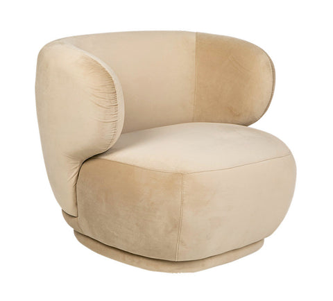 Alice - Beige Velvet Armchair, Curved Accent Chair