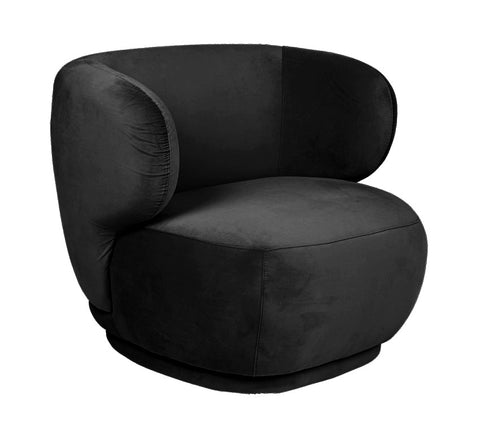 Alice - Black Velvet Armchair, Curved Accent Chair