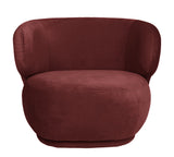 Alice - Burgundy Velvet Armchair, Curved Accent Chair