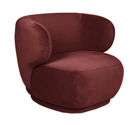 Alice - Burgundy Velvet Armchair, Curved Accent Chair