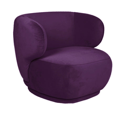 Alice - Purple Velvet Armchair, Curved Accent Chair