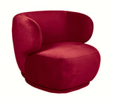 Alice - Red Velvet Armchair, Curved Accent Chair