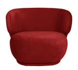 Alice - Red Velvet Armchair, Curved Accent Chair