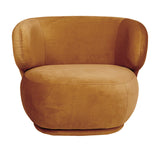 Alice - Orange Velvet Armchair, Curved Accent Chair