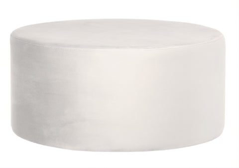 Andes - Cream Velvet Round Cocktail Ottoman, 80cm Upholstered Coffee Table