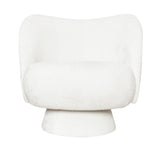 Bella - White Boucle Armchair, Curved Accent Chair