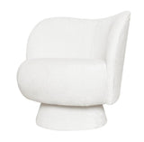 Bella - White Boucle Armchair, Curved Accent Chair