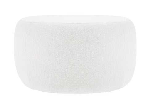 Chelsea - White Bouclé Ottoman, Round Ottoman