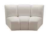 Lunar - Beige Velvet Curved Corner Modular Unit, Sectional Sofa