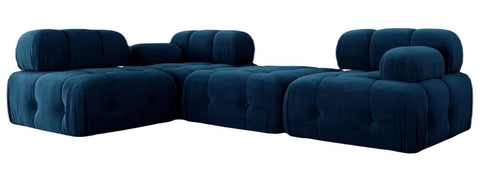 Palmer - Navy 5-Seater Modular Corner Sofa, Bubble Sectional