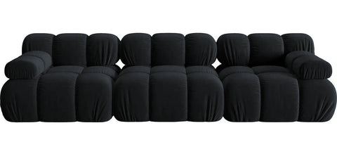 Tiffany - Black Velvet 3-Seater Modular Sofa, Bubble Sectional