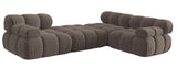 Tiffany - Brown Velvet 5-Seater Modular Corner Sofa, Bubble Sectional