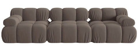 Tiffany - Brown Velvet 3-Seater Modular Sofa, Bubble Sectional