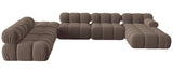 Tiffany - Brown Velvet 7-Seater Modular U-Shape Sofa, Bubble Sectional