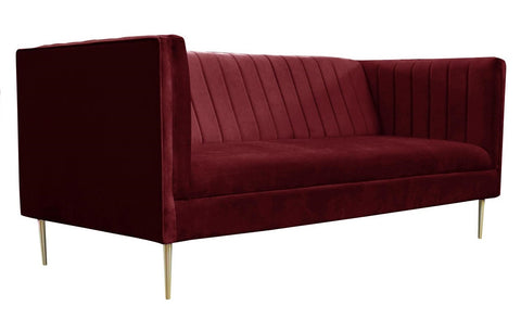 Prima - Burgundy Modern Velvet Sofa-Sofa-Belle Fierté